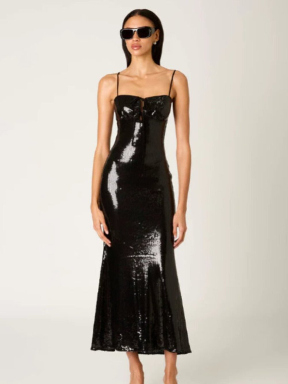 NIA Hawk Sequin Midi Dress - Black